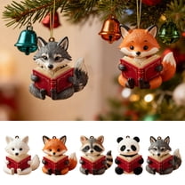 Fwttom Natural Animal Theme Christmas Ornaments - Cute Little Creature Hanging Christmas Tree Decorations, 2D Flat Small Accessories Xmas Holiday Decor