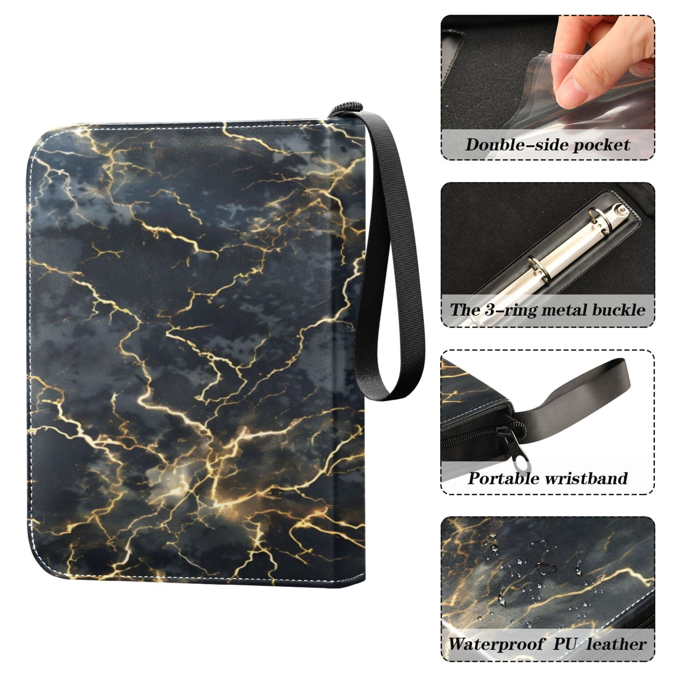 Game Card Storage Bag Collectible Trading Card Albums The 4-Pocket Card Binder With 50-Page Sleeve Can Hold 400 Game Cards Golden Lightning