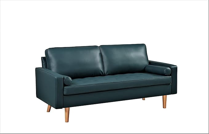 US Pride Faux Leather Sofa for the Modern Living Room with Removable Cushions and Solid Wood Legs