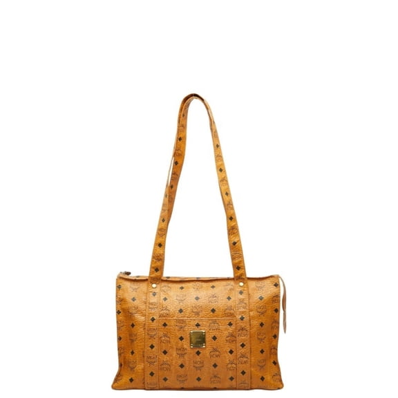Pre-Owned MCM Visetos Monogram Handbag Tote Bag Brown Leather Women's
