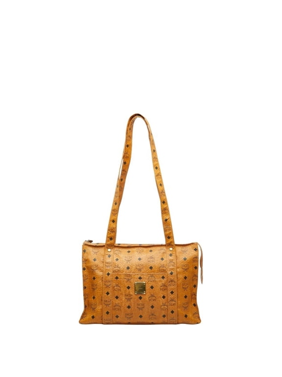 Pre-Owned MCM Visetos Monogram Handbag Tote Bag Brown Leather Women's