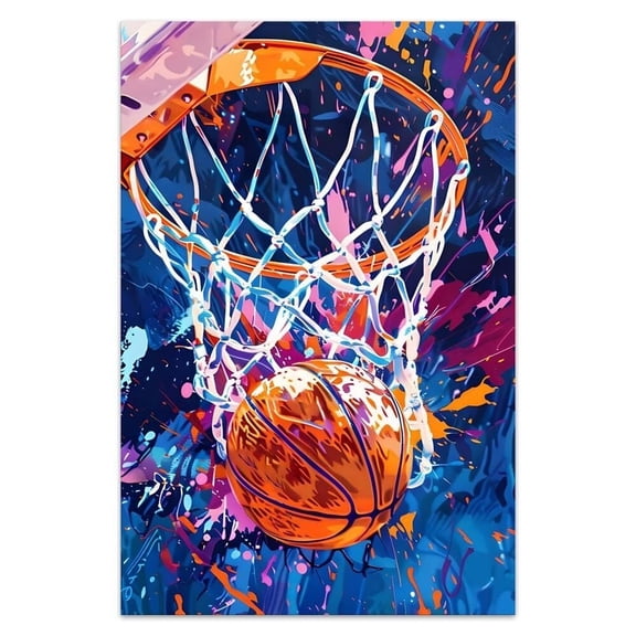 Canvas Wall Art For Bedroom Office Wall Decor Slam Dunk Goal Sport Playing Basketball Wall Decorations For Living Room Painting Pictures Artwork Modern Posters Prints Home