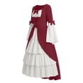 thumbnail image 6 of Ynynloco Women's Renaissance Medieval Costume Victorian Dress Long Sleeve Boho Midi Dress Vintage Square Neck Tiered Ruffle Flowy Pockets Dress, 6 of 7
