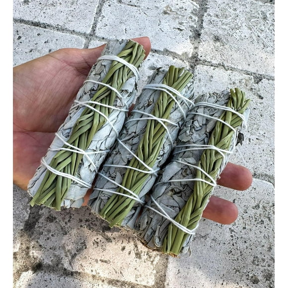 Set of 3 Sage and Sweetgrass Braid Smudging Wands Smudge Sticks for Cleansing, Meditation, and Attracting Positive Energy
