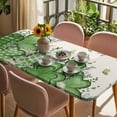 thumbnail image 3 of St. Patrick's Table Cloths for 4 Foot Rectangle Tables, Luck Shamrock Eucalyptus Leaves Flowers Beige Patio Waterproof Elastic Fitted Tablecloths, Washable Rectangular Table Cover for Camping, 3 of 8
