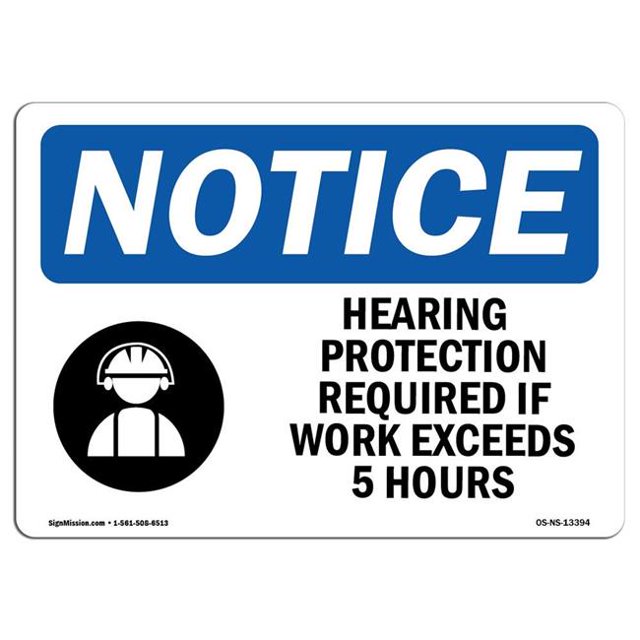 SignMission OS-NS-A-1014-L-13394 10 x 14 Po Panneau d'Avertissement OSHA - Protection Auditive Requise