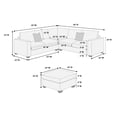 thumbnail image 4 of Poundex 4 Piece Sectional Sofa Set in Gray with Corduroy Sofa and Ottoman for Living Room, 4 of 9