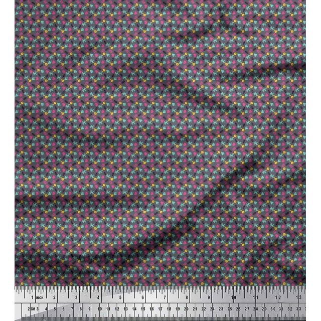 Soimoi Rayon Fabric Arrow,Triangle & Heart Small Decor Fabric Printed Yard 42 Inch Wide