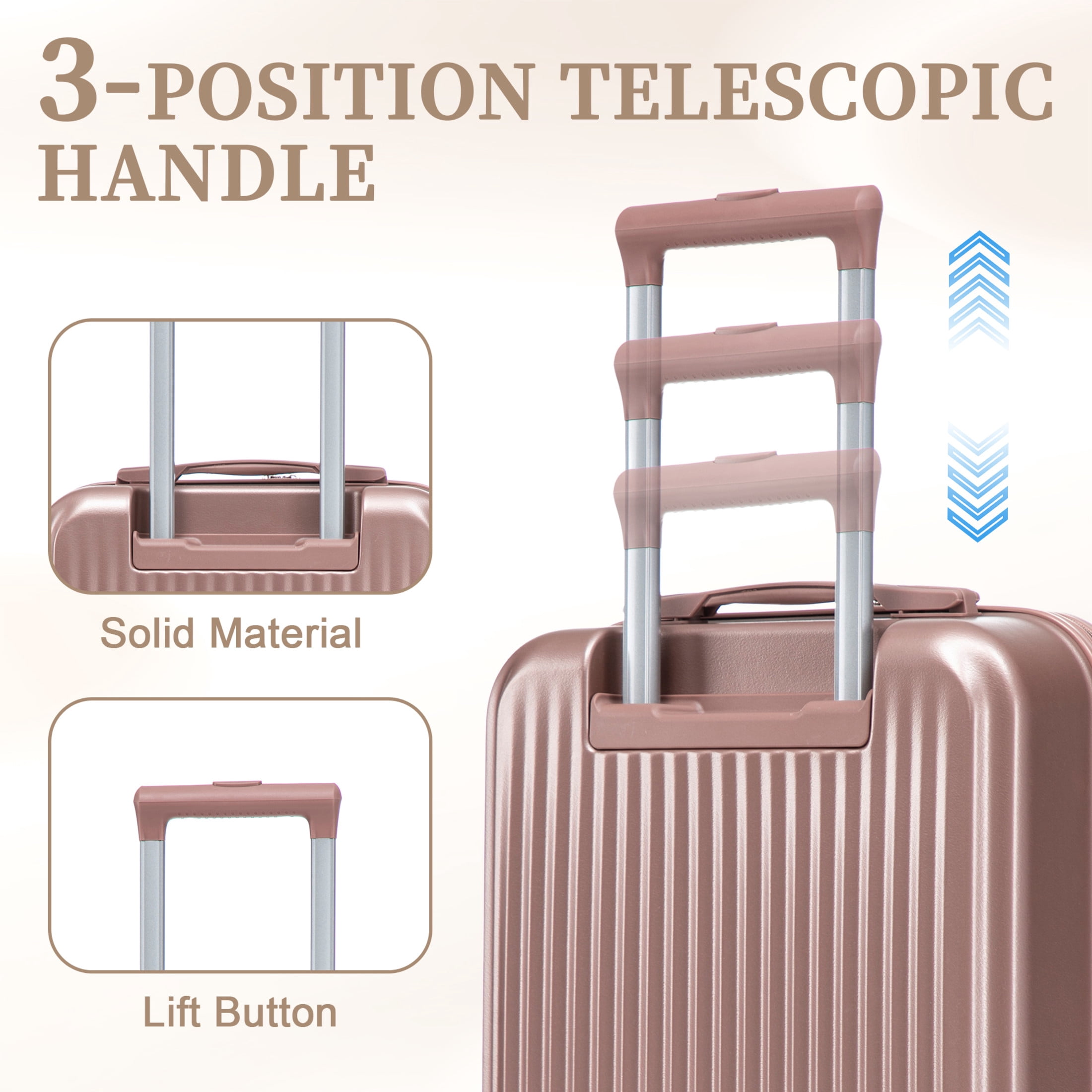 Noble House Lorven 2-Piece ABS Spinner Luggage Set, 20" Carry-On Suitcase and Cosmetic Case, Combination Lock, Champagne