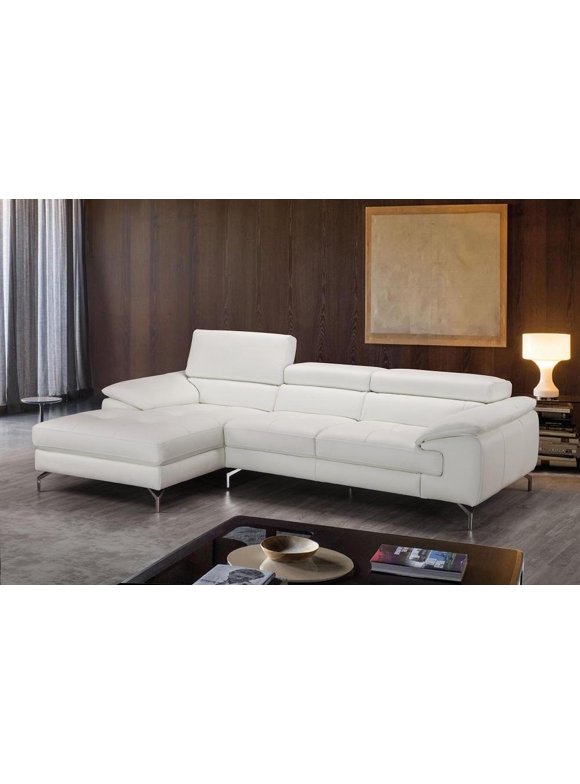Small White Leather Sectional Sofa Baci Living Room