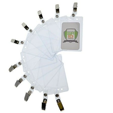 10 pack clear vertical id badge name tag holders with clothing