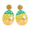 thumbnail image 1 of LYMAYTER Colorful Bunny Flower Pattern Earrings 1 Pair Easter Egg Earrings - Colorful, Bunny Pattern, 1 of 7