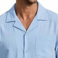 thumbnail image 5 of Ceisia Mens Big & Tall 2 Piece Linen Blend Camp Collar Short Sleeve Shirt and Drawstring Shorts Set Casual Summer Outfit for Men Beach Sky Blue XXXL Gifts for Father, 5 of 7