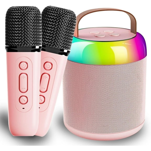 KiddiTouch Mini Karaoke Machine, Portable Bluetooth Karaoke Speaker with 2 Wireless Microphones and Party Lights for Kids and Adults, Birthday Gifts for Girls Boys Family Home Party