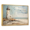 thumbnail image 2 of Designart "Minimalist Grey Lighthouse On The Horizon I" Beach Light House Floater Framed Wall Art Prints, 2 of 5