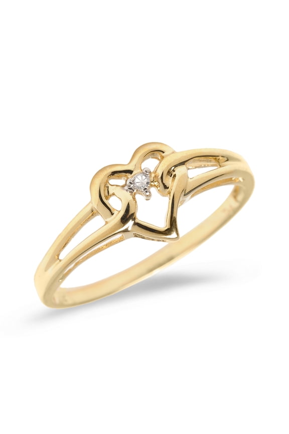 10K Yellow Gold Diamond Heart Ring