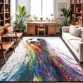 thumbnail image 2 of Rainbow Soccer 4x6ft Non Slip Area Rug Abstract Paint Trails Artistic Multicolor Fluid Art Ball Washable&nbsp;Soft Area Rugs for Living Room, Indoor&nbsp;Circle Carpet for Bedroom Dining Room Kitchen, 2 of 9