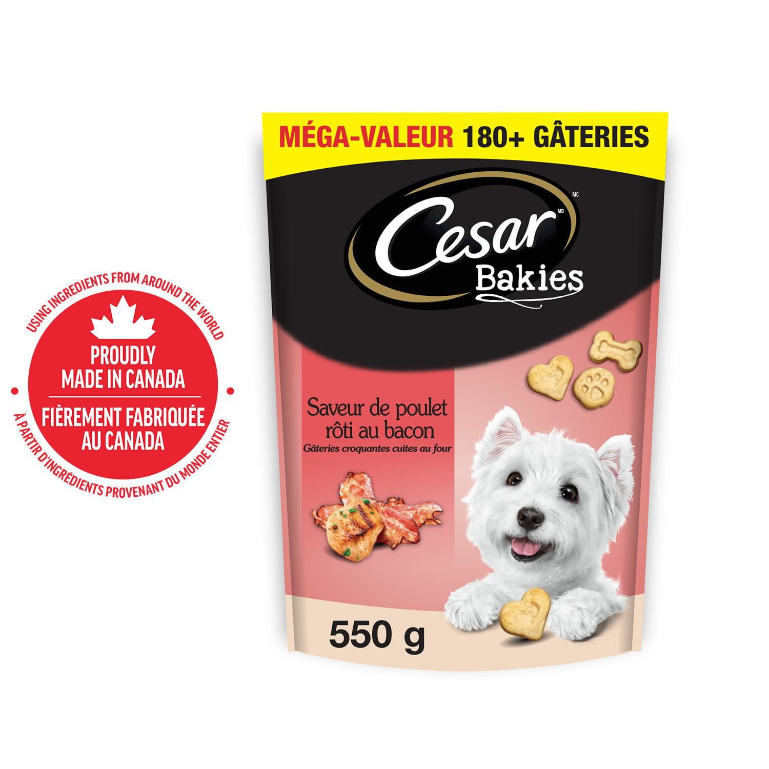 CESAR BAKIES Dog Treats, Small Adult Dogs, Bacon Roasted Chicken, 180 - 550g
