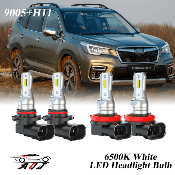 Compatible with Subaru Forester 2009-2022  LED Headlight KIT High Low Beam Combo Bulbs (Pack of 4) , 6500K White 10,000LM Super Bright, Plug and Play