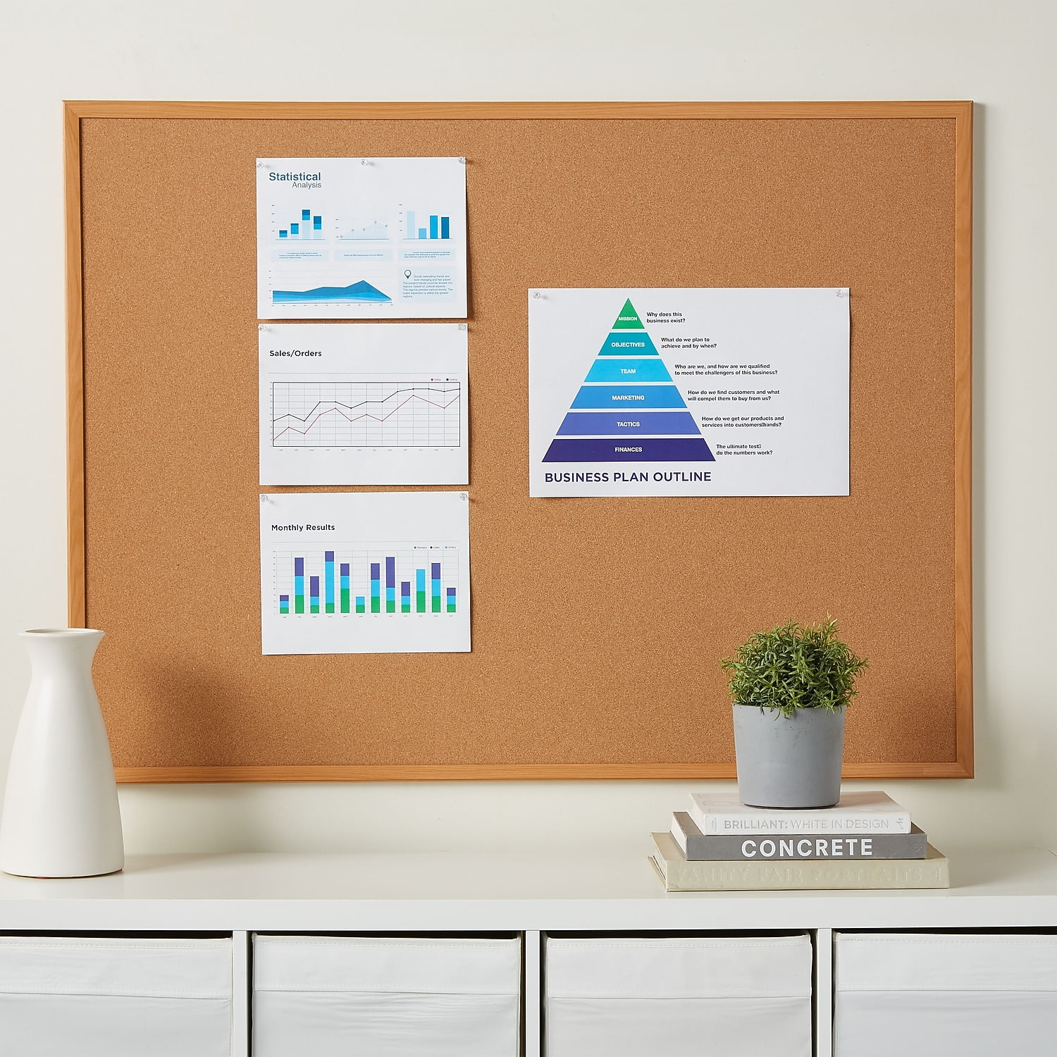 Staples Standard Durable Cork Bulletin Board Oak Frame 4' x 3' 2/Pack ST52462-CCVS