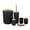 Black, variant on Leodye Papillon 6-Piece Bathroom Accessories Set, Toothbrush Holder with Cup, Soap Dispenser & Dish, Toilet Brush, Trash Can, Tumbler Set