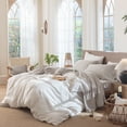 thumbnail image 2 of MooMee 100% Washed Cotton Sheet Set Queen Linen Like Textured Breathable Durable Soft Comfy 4pcs (Solid Light Tan), 2 of 6