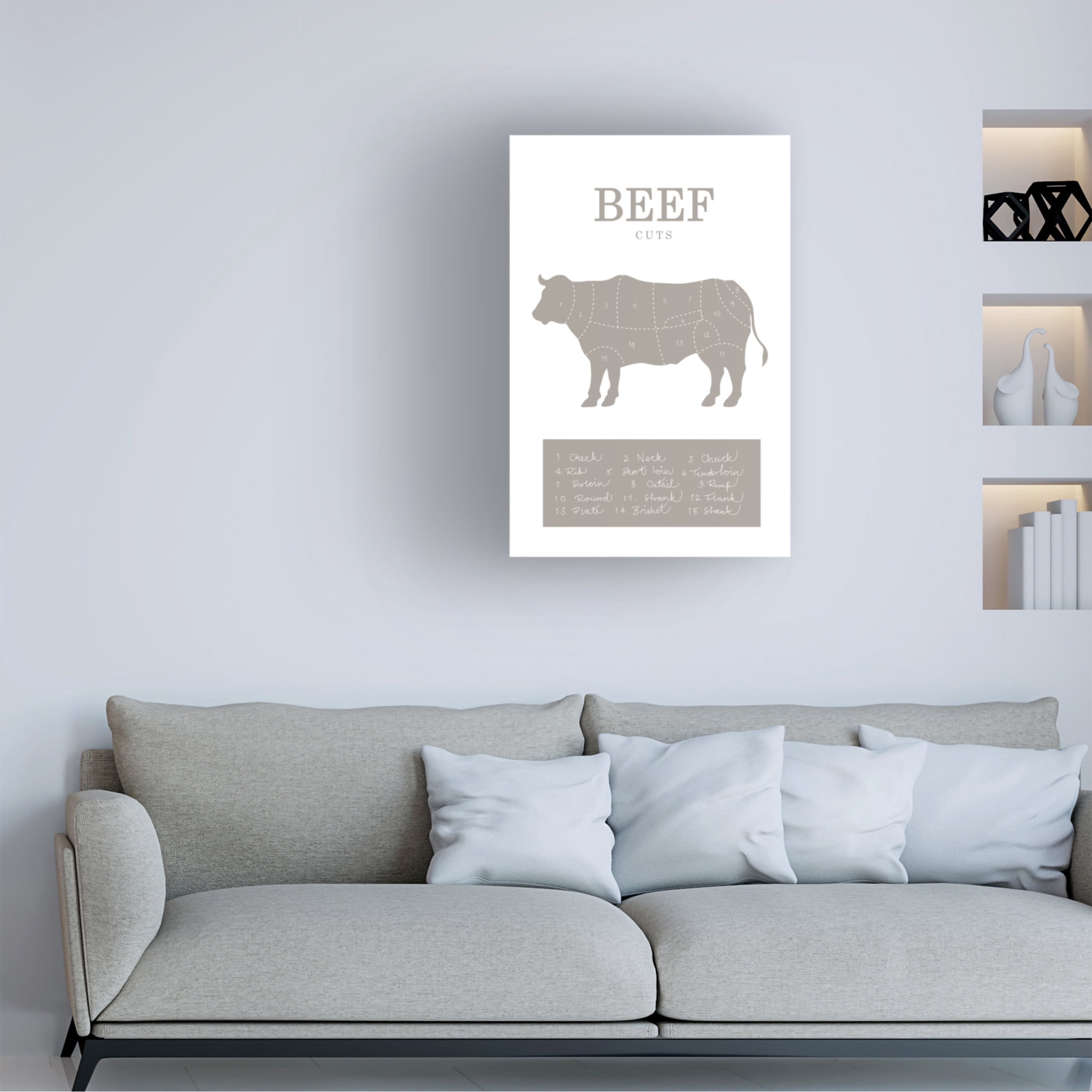 Canvas Wall Art - Pictufy Studio Ii 'Beef Cuts' Wall Art for Living Room, Bedroom, or Office Décor by Trademark Fine Art - 30 x 47 Inches