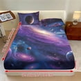 thumbnail image 2 of COEQINE Sheet Set Twin XL Size Fitted Bed Sheet Wrinkle Free Fade Resistant Bedding Set for Women Men, All Season Home Decor for Twin XL Size Bed, Universe Planet Violet Blue, 2 of 5