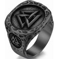 thumbnail image 5 of Stainless Steel Retro Vintage Nordic Vikings Valknut Pirate Compass Scandinavian Biker Ring, 5 of 6