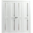 thumbnail image 1 of Sliding Closet Double Bi-fold Doors | Veregio 7288 White Silk with Frosted Glass | Sturdy Tracks Moldings Trims Hardware Set | Wood Solid Bedroom Wardrobe Doors, 1 of 5