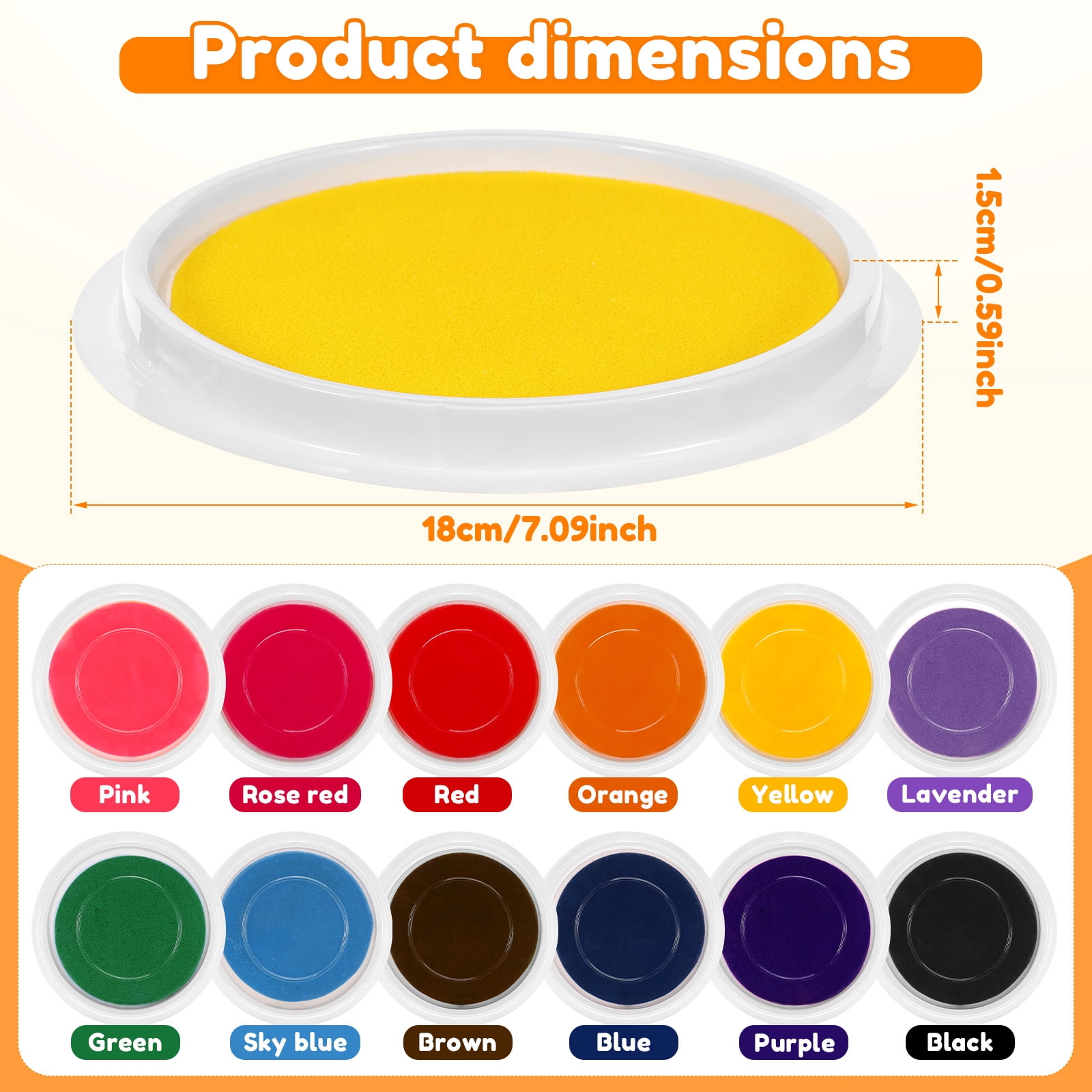 12Pcs 18cm Large Round Ink Pad for Stamping 12 Color Washable Stamp Pad Vibrant Ink Craft Mat for Home School Classroom