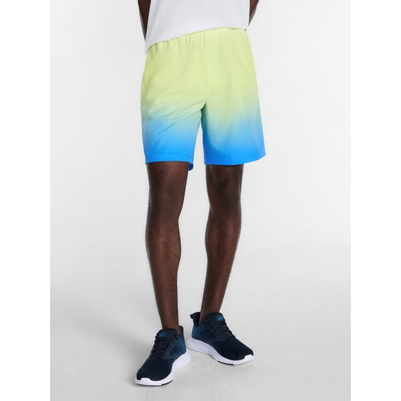 Athletic Works Men's and Big Men's Active Ombre Perforated Woven Performance Shorts, 7" Inseam, Sizes XS-5XL