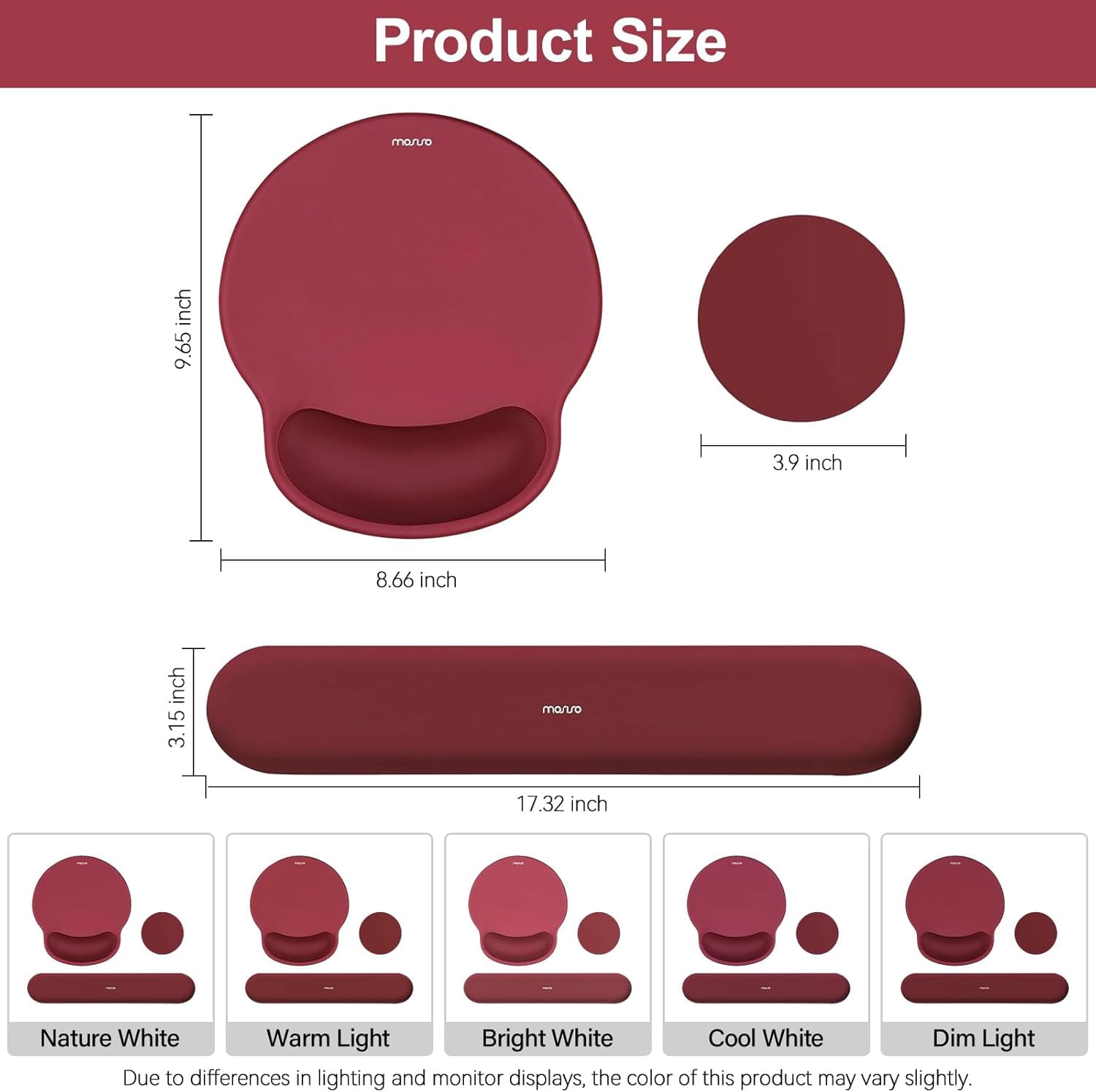 MOSISO Ergonomic Keyboard Wrist Rest & Mouse Pad Set, Non-Slip Wrist Support with Soft Cloth & Silicone Base for Home & Office