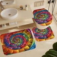 thumbnail image 6 of Colourful And Abstract Spiral Shower Curtain Sets 4 Piece Rug Toilet Lid Cover And Non-Slip U Shape Mat Abstract Art Waterproof Shower Curtain for Bathtub Decor, 6 of 8