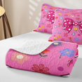 thumbnail image 4 of Erosebridal Cartoon Polkadot Bow Bed Spread Queen for Girls, Flower Floral Queen Coverlet Set, 3pcs, 4 of 7