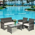 thumbnail image 4 of Costway 8PCS Patio Rattan Furniture Set Conversation Glass Table Top Cushioned Sofa, 4 of 10