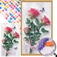 thumbnail image 1 of Pintura de diamante 5D DIY taladro redondo completo parcial AB mariposa rosa Kit 45x75cm, 1 of 9