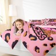 thumbnail image 3 of Castle Fairy Teens Cute Princess Black Girl Queen Size Bedding 7pcs,Dreamy Leopard Print Bedding Comforter Set Queen,Pink Black,Grey Reversible, 3 of 7