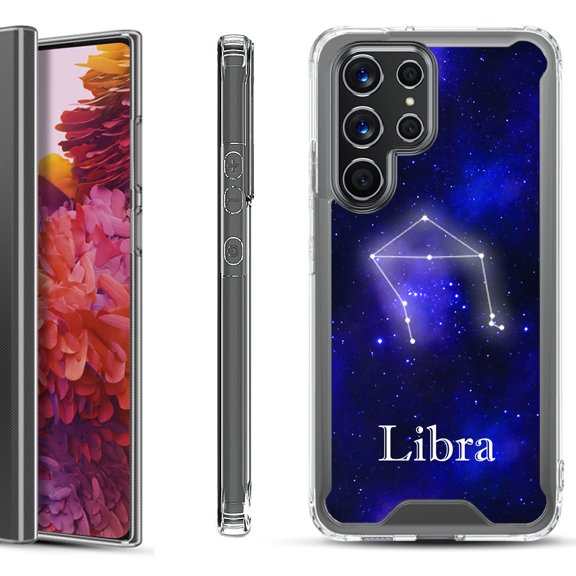 Shockproof Bumper Phone Case for Samsung Galaxy S22 Ultra 5G, by OneToughShield ® - Zodiac / Libra