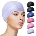 thumbnail image 1 of Gorro de baño de tela COOLMATE para adultos, mujeres, hombres y niños, color morado claro, 1 of 8