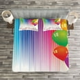 thumbnail image 3 of Ambesonne Rainbow Quilted Bedspread Set 3 Pcs, Balloon Greeting Candle, Queen Size, Multicolor, 3 of 3