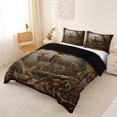 thumbnail image 2 of Castle Fairy Vintage Deer Duvet Cover King,Misty Autumn Woodland King Bedding,Brown Cream Black,Black Reversible,3 Pieces,No Comforter,1 Duvet Cover and 2 Pillowcases, 2 of 5
