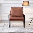 thumbnail image 3 of Wasait PU Leather Accent Arm Chair Mid Century Upholstered Armchair with Metal Frame Extra-Thick Padded Backrest and Seat Cushion Sofa Chairs for Living Room, 3 of 9
