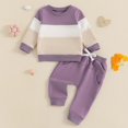 thumbnail image 2 of - Ropa para bebé niña 3, 6, 9, 12, 18, 24 meses, conjunto de sudadera de manga larga sólida + pantalones, 2 of 5