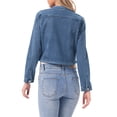 thumbnail image 3 of INSPIRE CHIC Denim Jacket for Women's Collarless Open Front Crop Jean Jackets Coat M Blue, 3 of 6