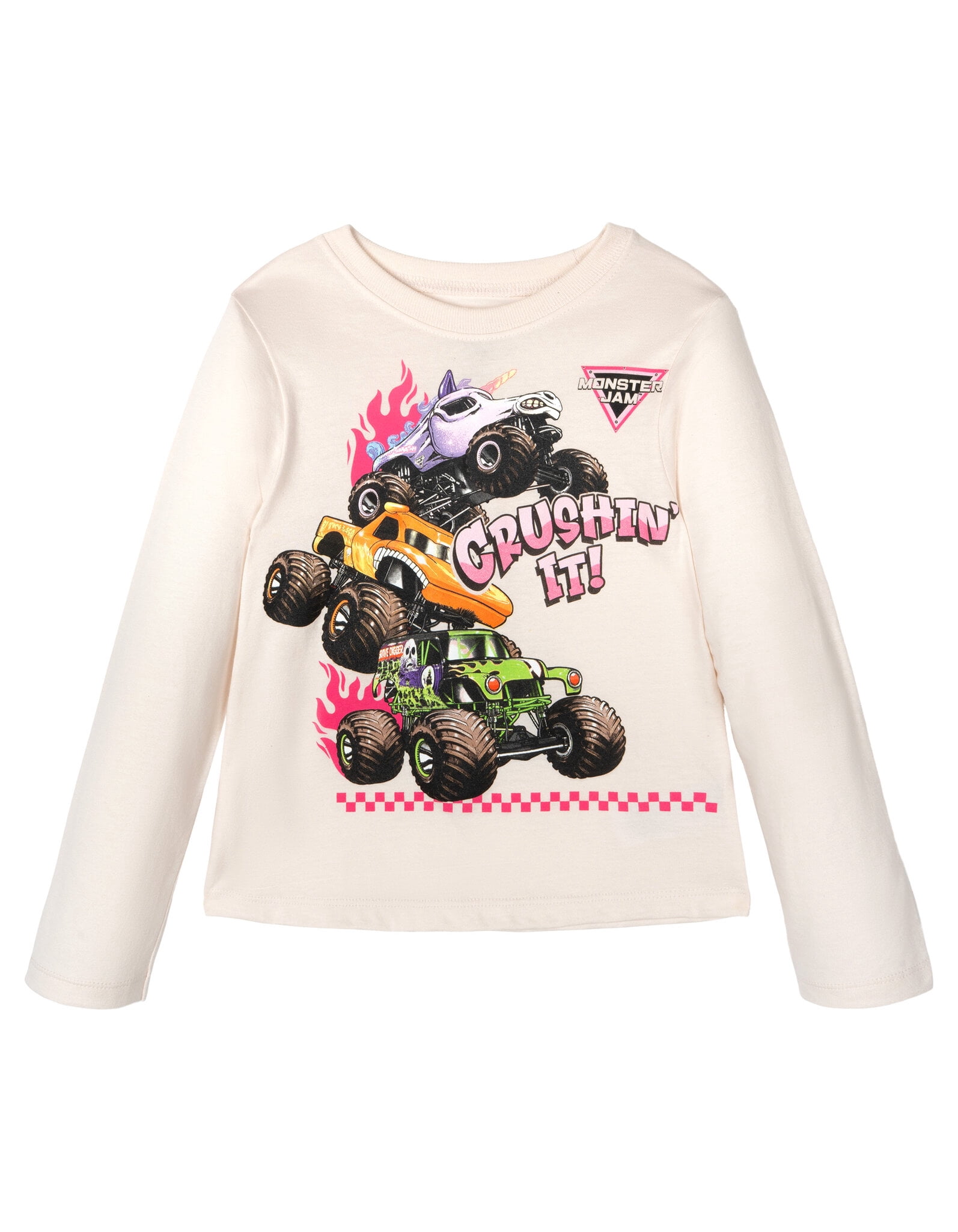 Monster Jam Grave Digger El Toro Loco Sparkle Smash 2 Pack Peplum Long Sleeve T-Shirts Toddler to Big Kid