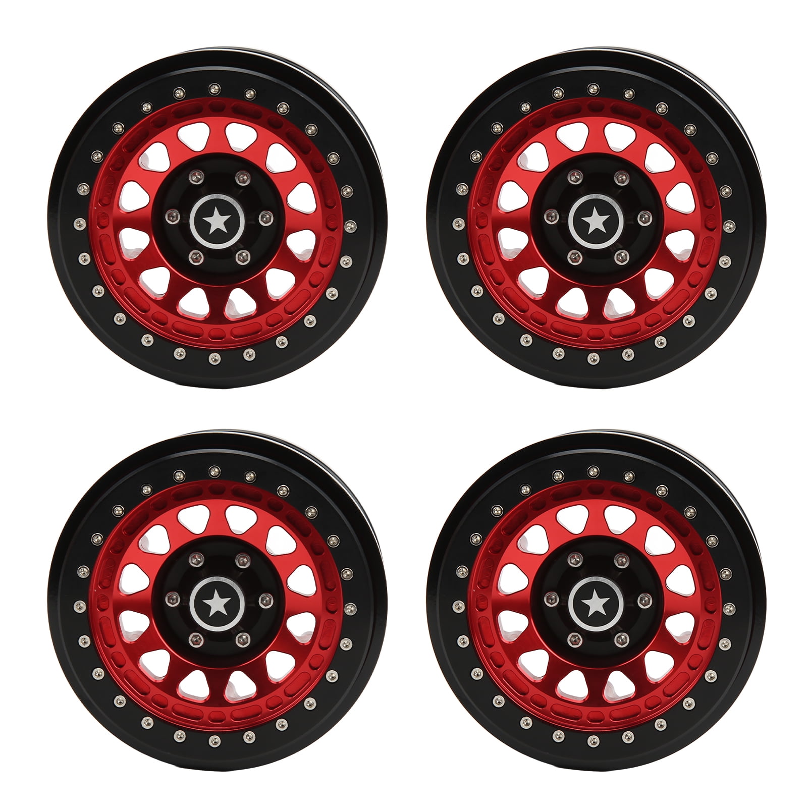 Moyeux De Roue 2,9 Pouces En Aluminium – 12 Trous, CNC, Anodisé, Compatibles AXAIL SCX6 1/6 – Set De 4, Rouge, 1,2 Kg
