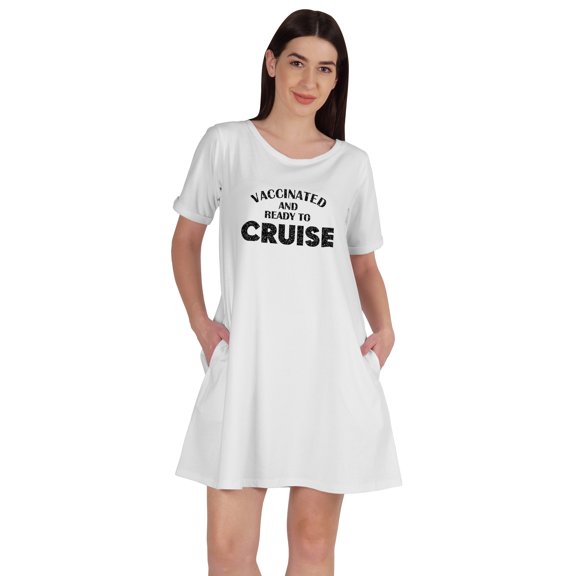 Inkmeso Vacinated And Ready to Cruise T-Shirt Casual Scoop Neck Tunic With Pocket