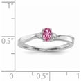 thumbnail image 3 of Sterling Silver Rhodium-Plated Pink Cz & Diamond Birthstone Ring (Size 8) Made In India qbr25oct-8, 3 of 5