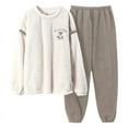thumbnail image 2 of Pijamas de franela para parejas, traje grueso con forro polar para mujer, ropa de hogar holgada de talla grande y cálida de polar coral para hombre, 2 of 6